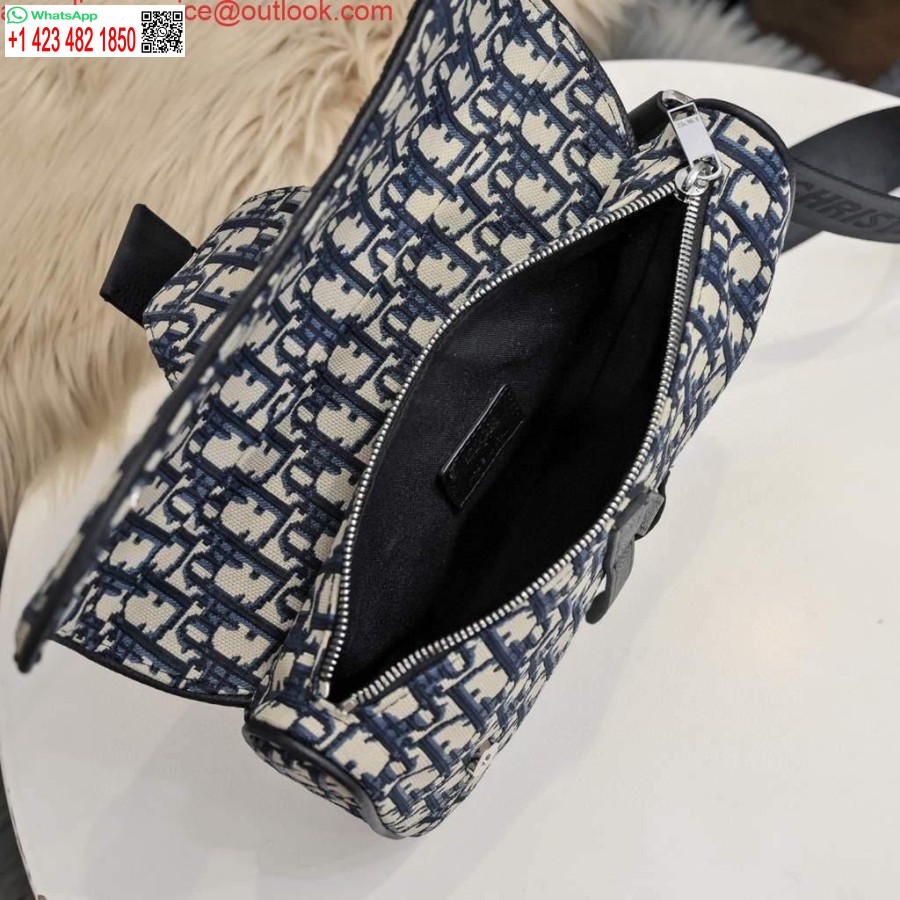 ماکت دیور 1adpo093 کیف زینتی مردانه دیور مایل ژاکارد آبی سرمه ای