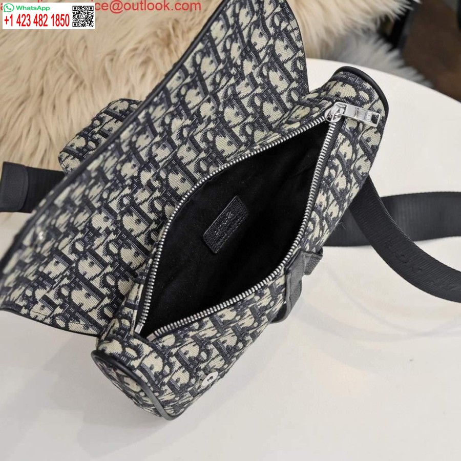 ماکت دیور 1adpo093 کیف زینتی مردانه دیور مایل ژاکارد مشکی با بژ