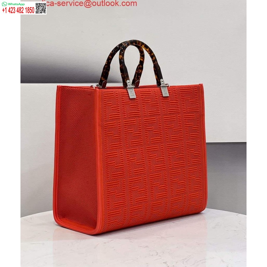 реплика Fendi 8bh386 слънчева средна голяма чанта Fendi 8258 оранжево червено