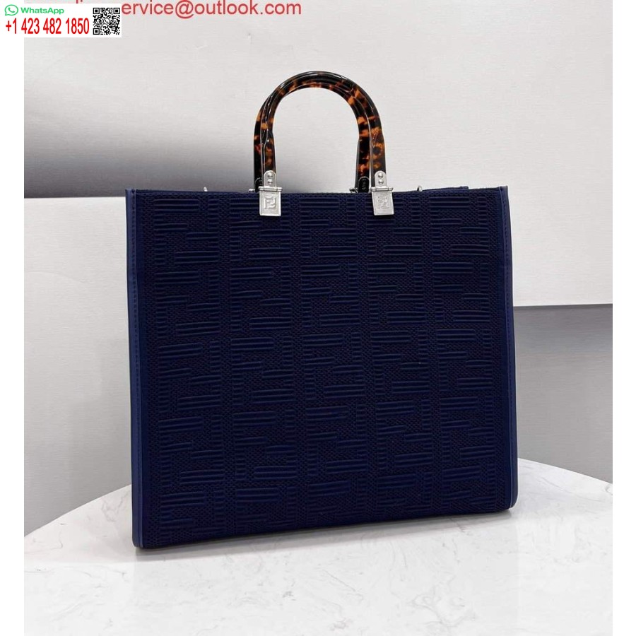 реплика Fendi 8bh386 слънчева средна голяма чанта Fendi 8258 тъмносиньо