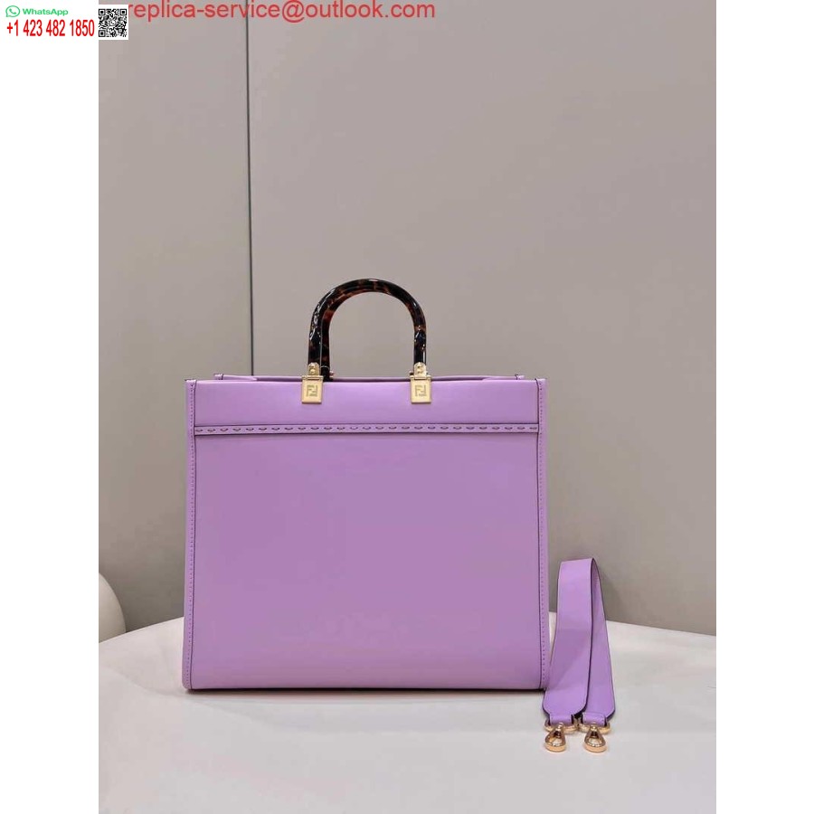 Replica Fendi 8bh386 Sunshine Keskikokoinen Laukku Purppura Nahkainen Shopper 8266s