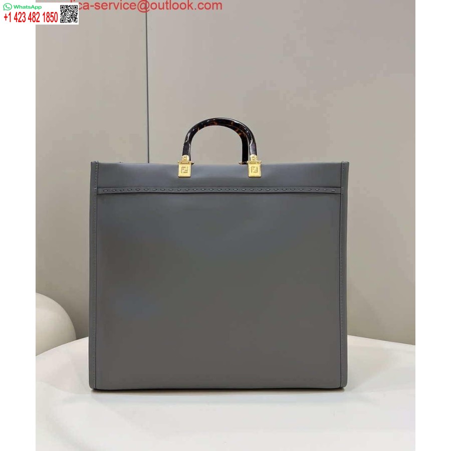 Реплика сумки Fendi 8bh386 Sunshine среднего размера, серая кожаная сумка-шоппер 8266s