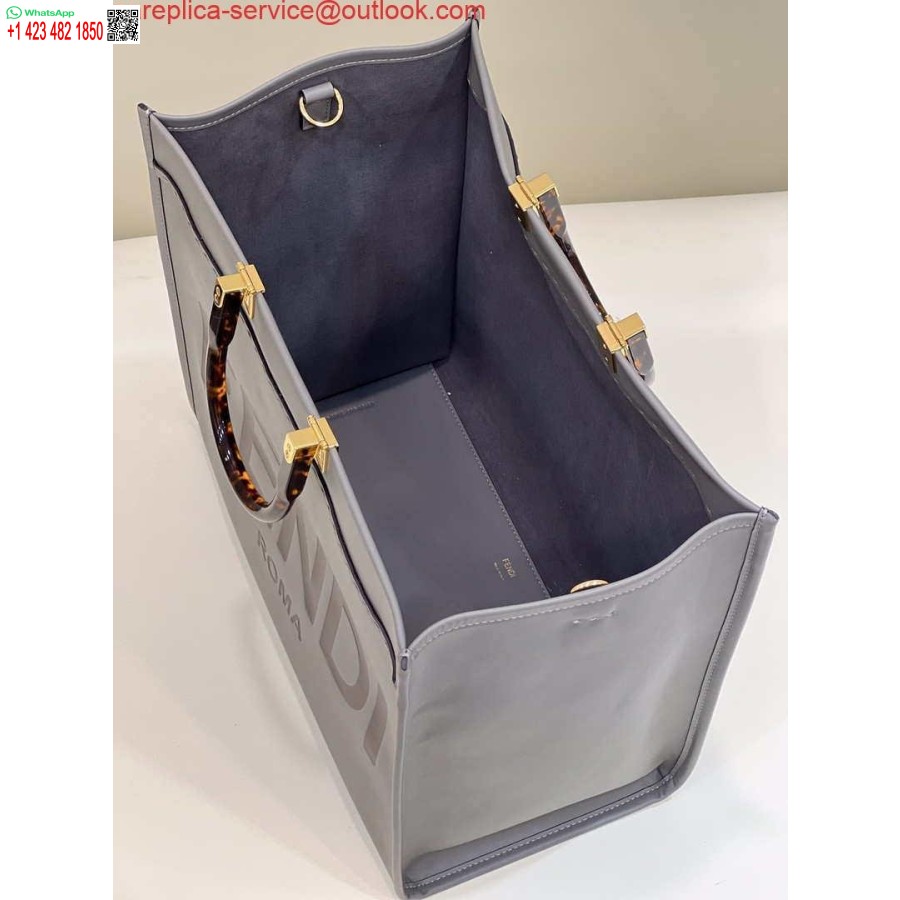 Реплика сумки Fendi 8bh386 Sunshine среднего размера, серая кожаная сумка-шоппер 8266s