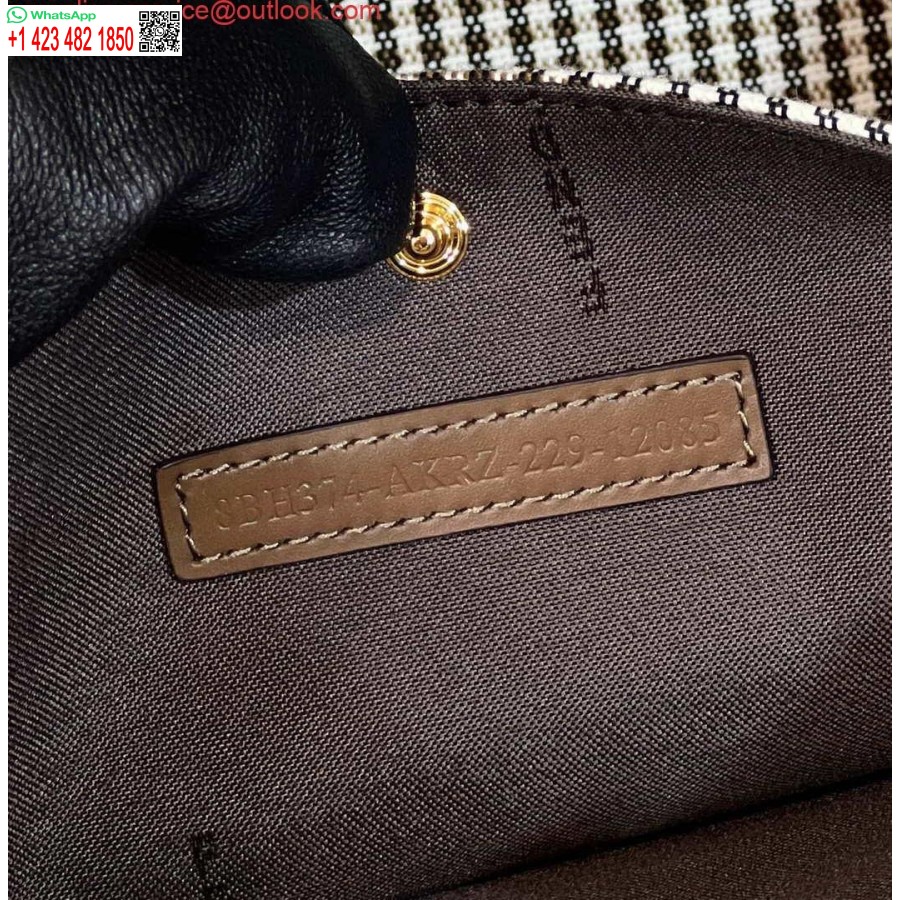 копия Fendi 8bh374 X-tote коричневого цвета из шерсти с узором "гусиные лапки" и вышивкой Ff 8589