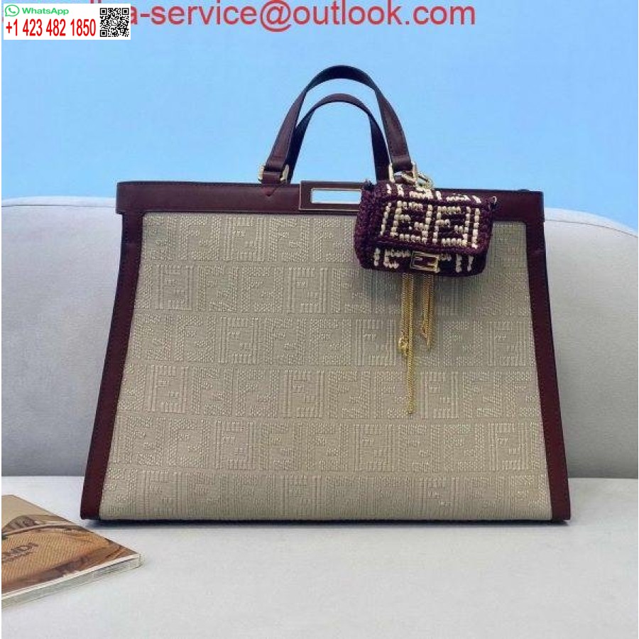 реплика Fendi 8bh374 Peekaboo X Tote бежова платнена чанта
