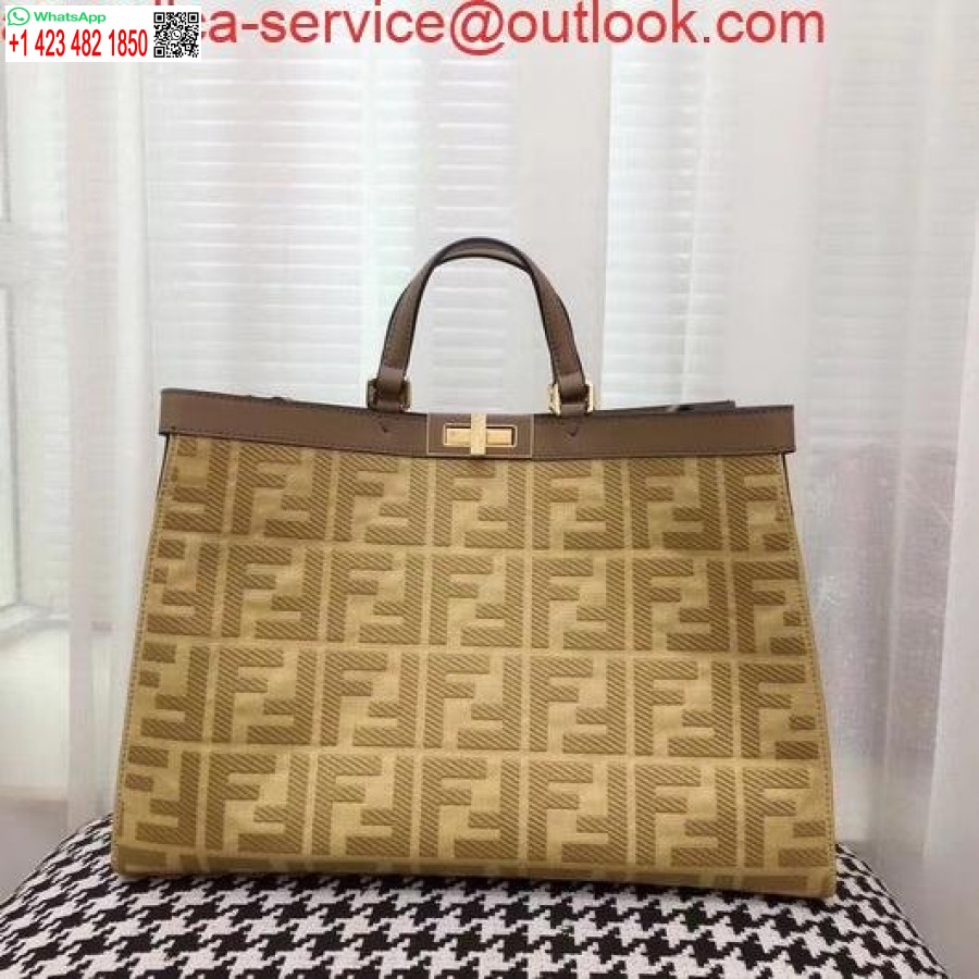 реплика Fendi 8bh374 платнена чанта Fendi Peekaboo X-tote Apricot