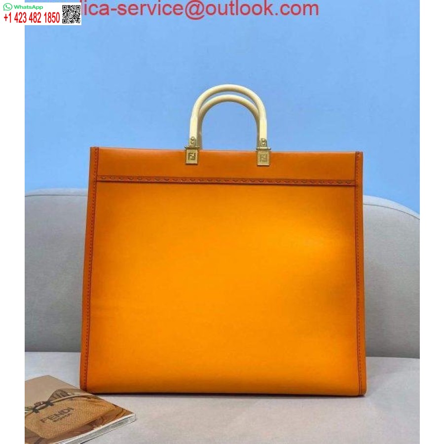 Replica Fendi 8bh372 Sunshine Iso Luonnonvärinen Nahkainen Ostoskassi 80009l Ruskea