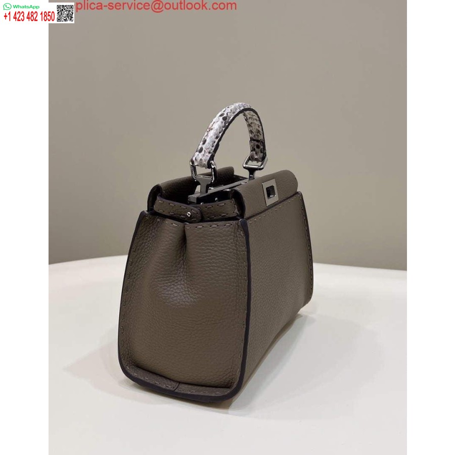 Replica Fendi 8551 Peekaboo Mini Nahkalaukku Harmaa