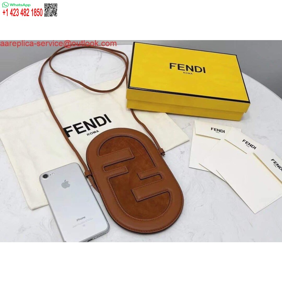 Реплика сумки через плечо для телефона Fendi 8526 коричневая