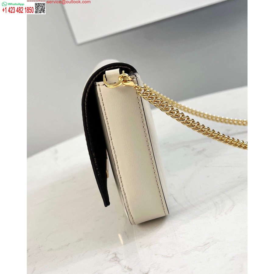 ρεπλίκα Fendi 8521 τσάντα ώμου Midi αλυσίδα μπαγκέτας λευκό