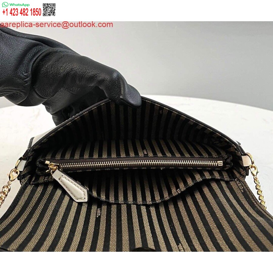 ρεπλίκα Fendi 8521 τσάντα ώμου Midi αλυσίδα μπαγκέτας λευκό