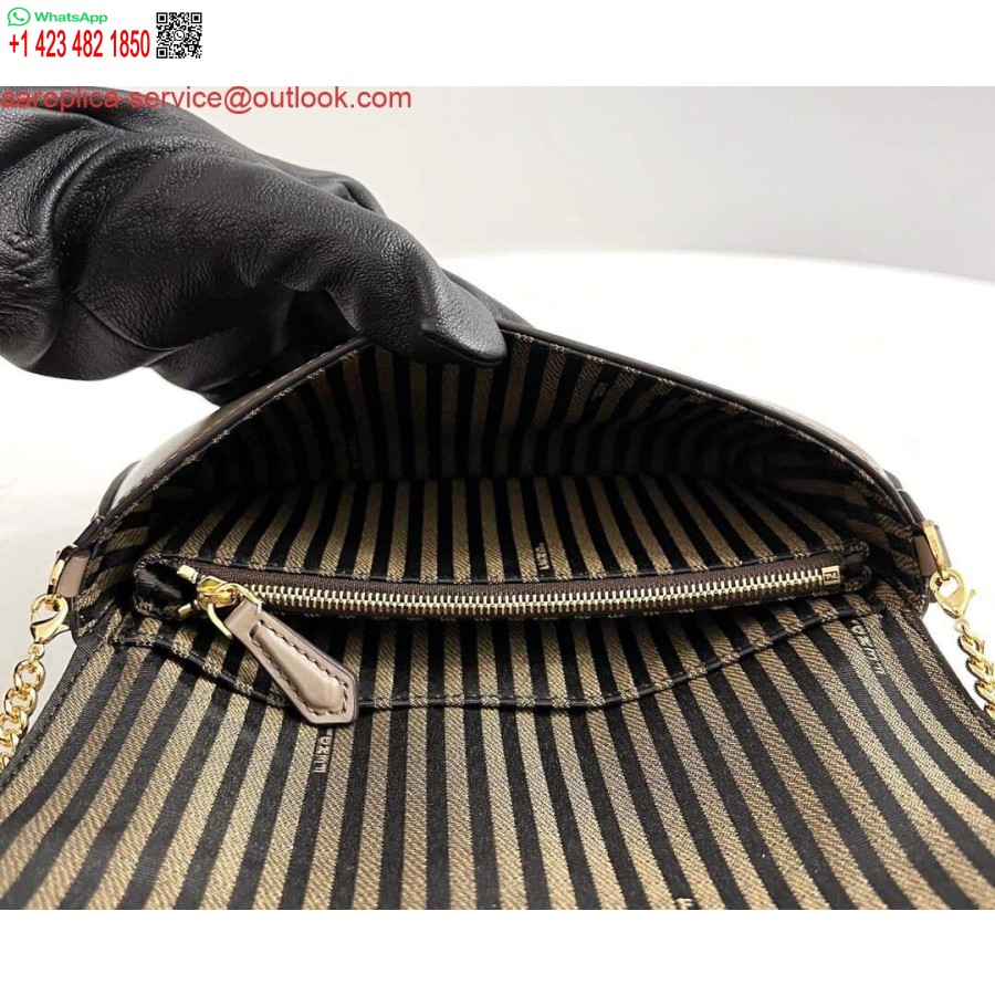 ρεπλίκα Fendi 8521 τσάντα ώμου Midi αλυσίδα μπαγκέτας γκρι