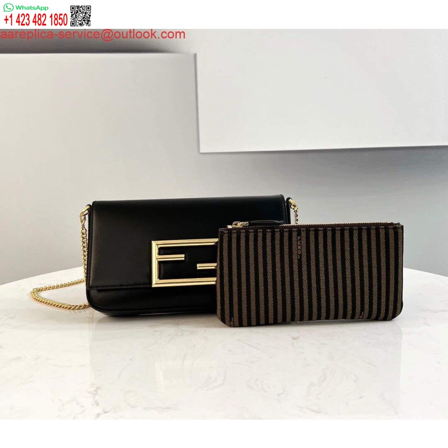 Replica Fendi 8521 Baguette Grandininis Midi Pečių Krepšys Juodas