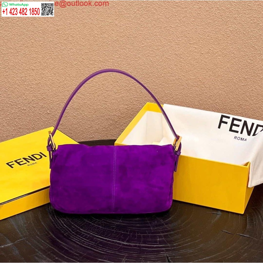 реплика Fendi 8339 багет средна възраст едноцветна серия чанта за подмишници лилаво