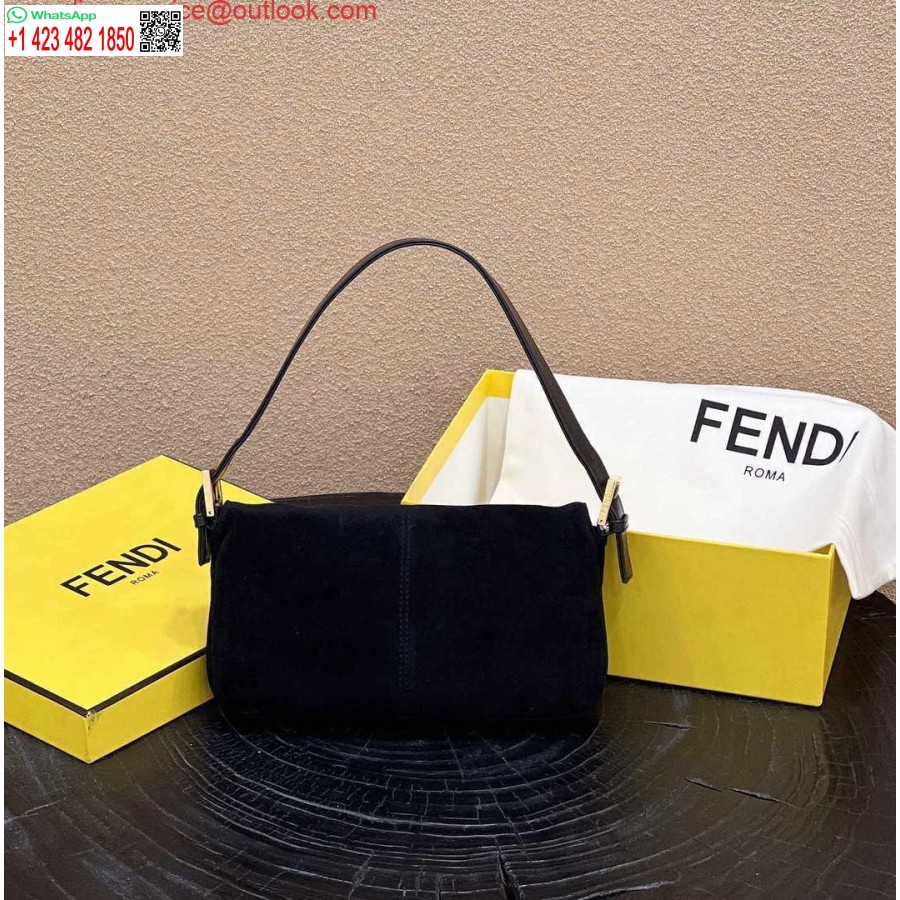 реплика Fendi 8339 франзела средна възраст едноцветна серия чанта за подмишници черна