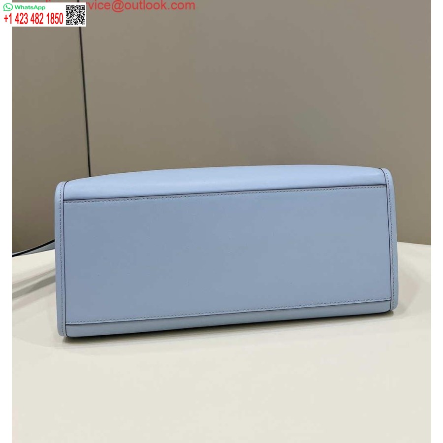 Реплика сумки Fendi 8266s Sunshine среднего размера 8bh386 светло-синего кожаного шоппера