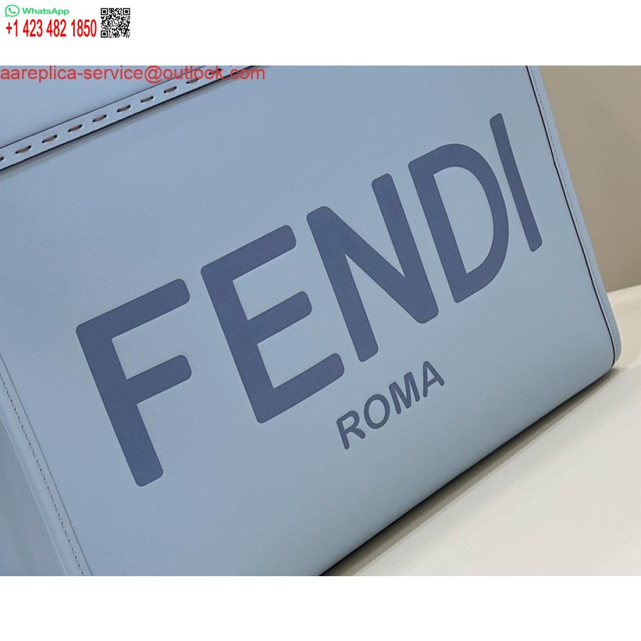 Реплика сумки Fendi 8266s Sunshine среднего размера 8bh386 светло-синего кожаного шоппера