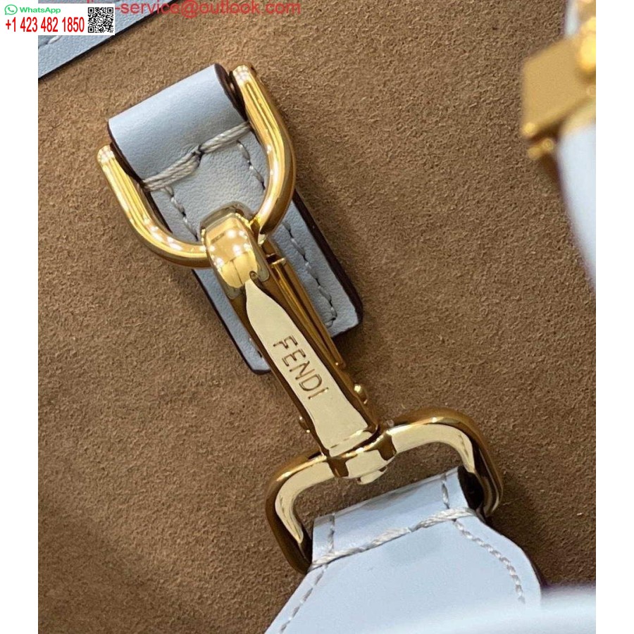 Реплика сумки Fendi 8266s Sunshine среднего размера 8bh386 светло-синего кожаного шоппера