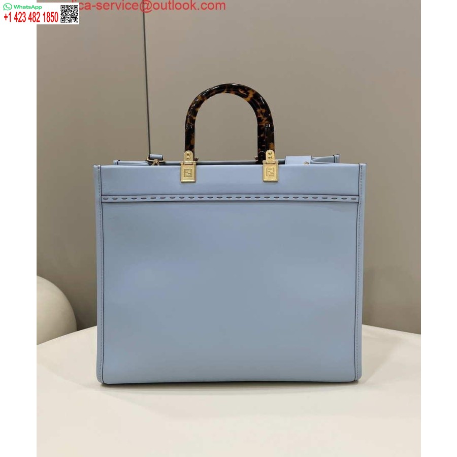 реплика Fendi 8266s Sunshine средна чанта 8bh386 светлосиня кожена шопер