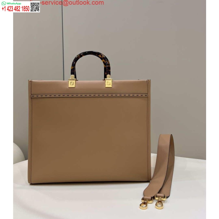 реплика Fendi 8266s слънчева средна чанта 8bh386 пазаруваща кожа в цвят кайсия