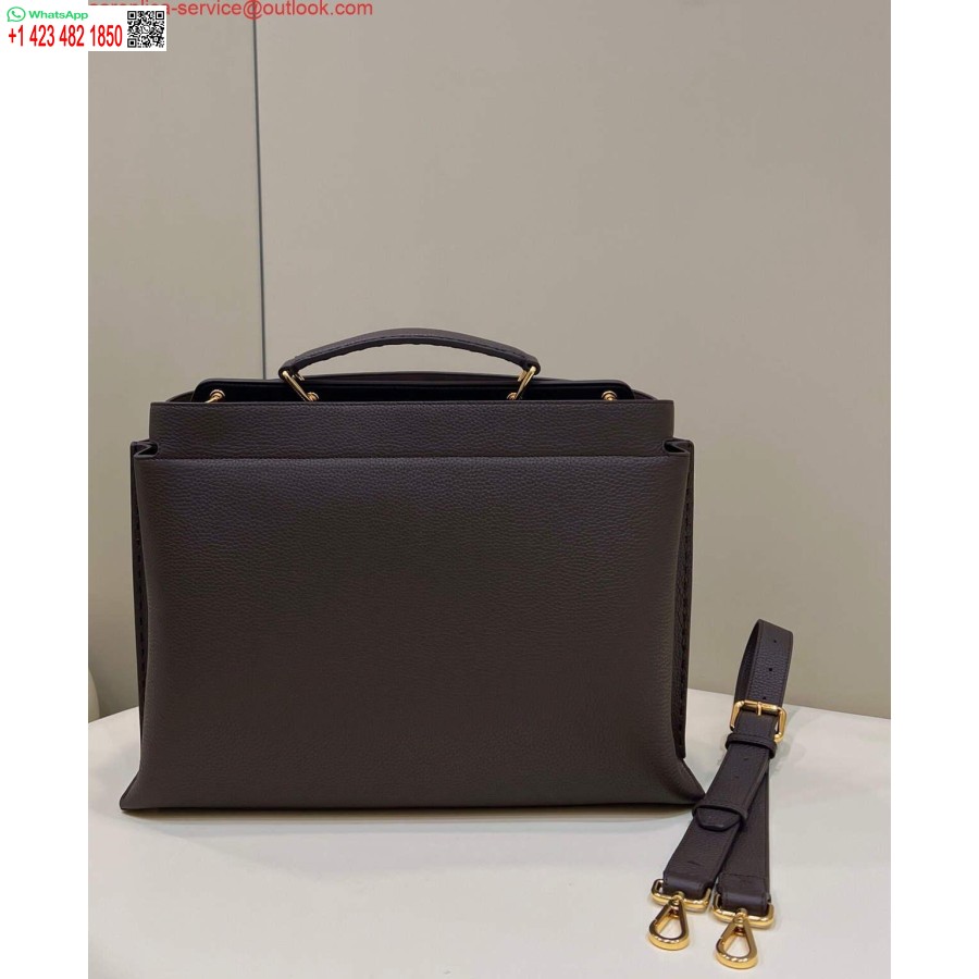 реплика Fendi 7va529 Peekaboo Iseeu среднокафява кожена чанта