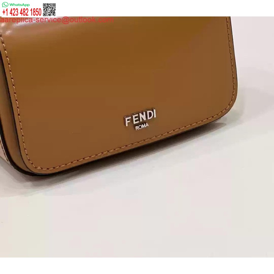 ماکت فندی 7as173 فندی اولین نگاه قهوه ای چرم کیف نانو