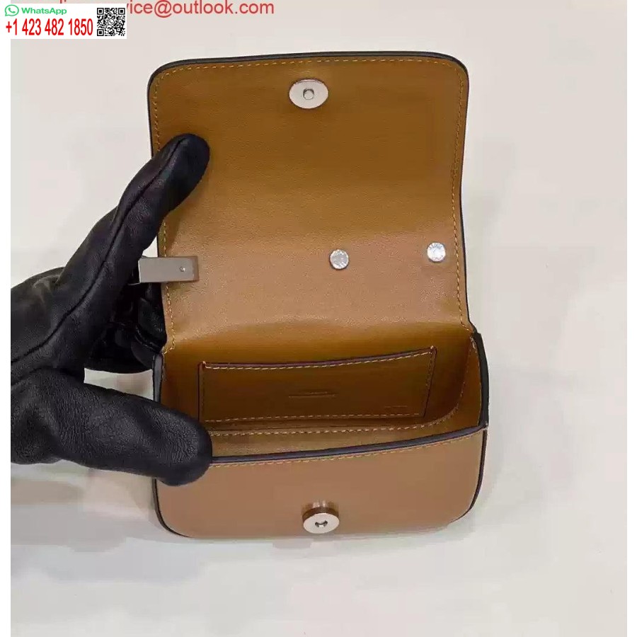 ماکت فندی 7as173 فندی اولین نگاه قهوه ای چرم کیف نانو