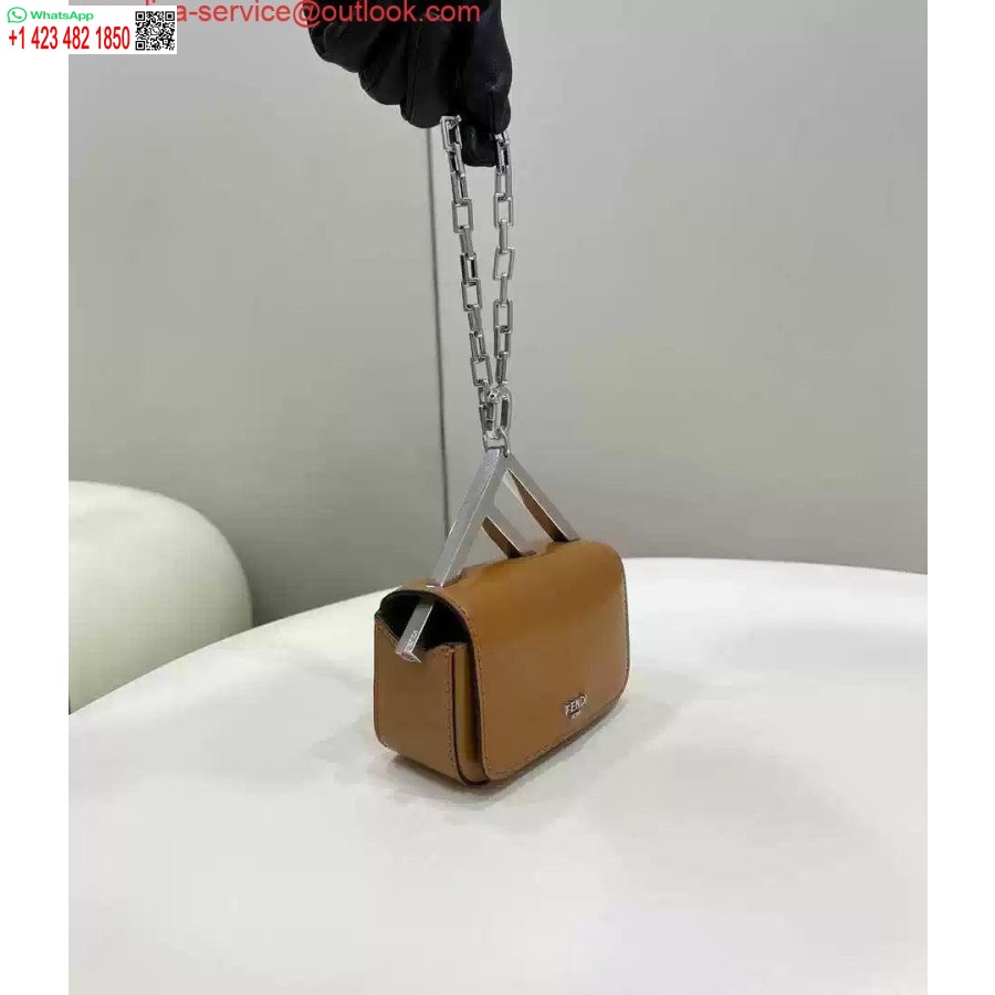 ماکت فندی 7as173 فندی اولین نگاه قهوه ای چرم کیف نانو