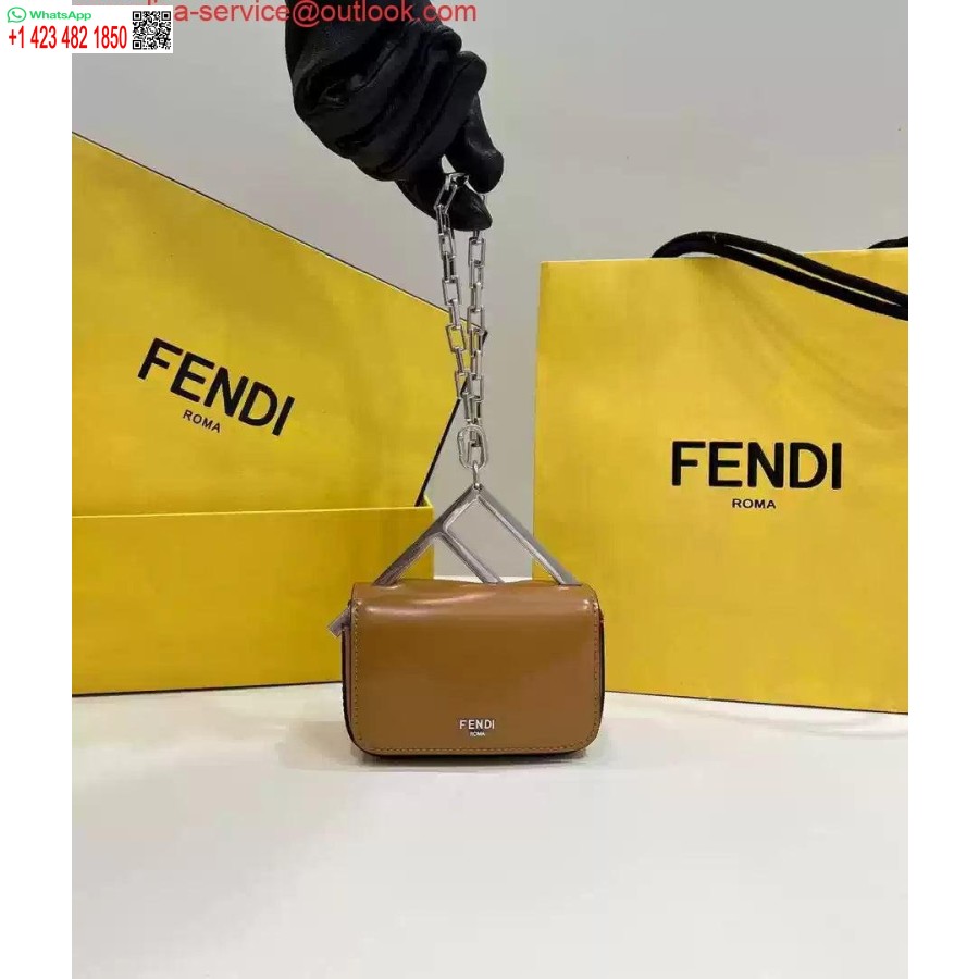 Replika Fendi 7as173 Fendi Rudas Odinis Nano Maišelis Iš Pirmo žvilgsnio