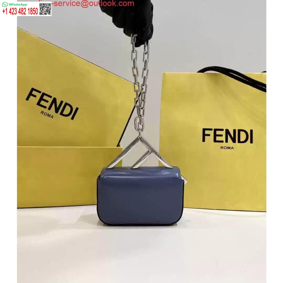 Replika Fendi 7as173 Fendi Mėlynas Odinis Nano Maišelis Iš Pirmo žvilgsnio