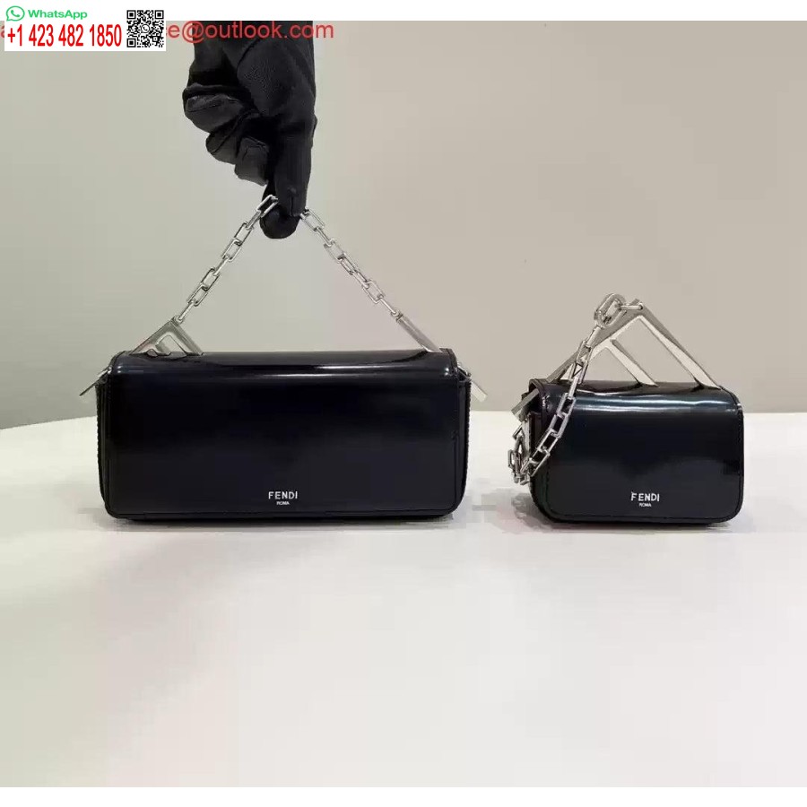 Replica Fendi 7as173 Fendi Juodas Odinis Nano Maišelis Iš Pirmo žvilgsnio