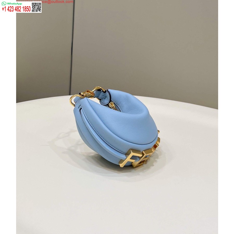 Replika Fendi 7as089 Nano Fendigraphy šviesiai Mėlynas Odinis žavesys 80056s