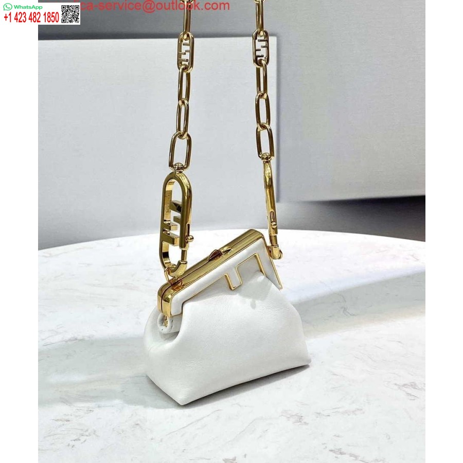 Replica Fendi 7as051 Nano Fendi Ensimmäinen Charmi, Valkoinen Nappanahka