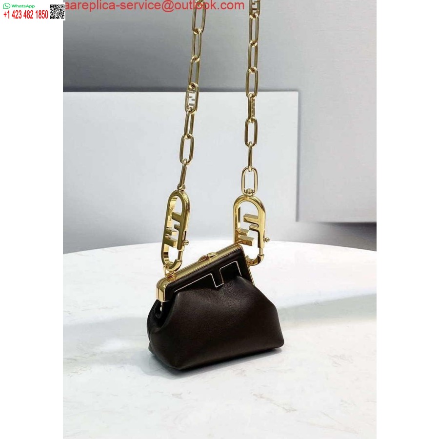 Replica Fendi 7as051 Nano Fendi Pirmasis žavesys Iš Kavos Nappa Odos