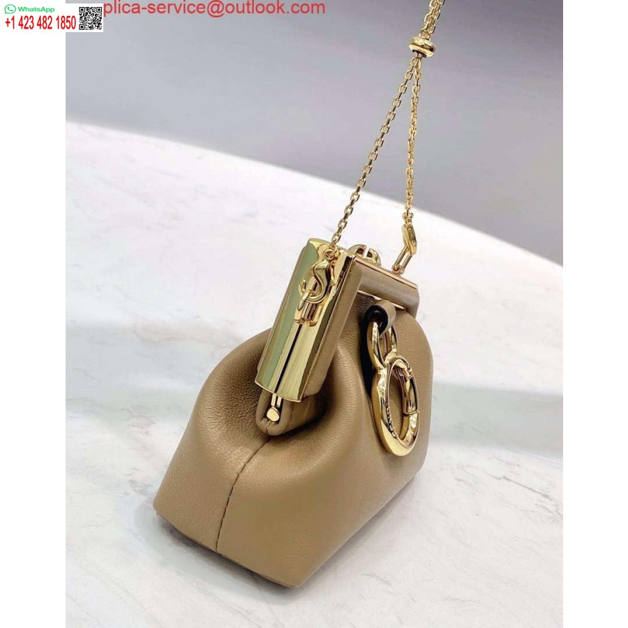 ρεπλίκα Fendi 7as051 Nano Fendi πρώτο γούρι σε δέρμα νάπα βερίκοκο