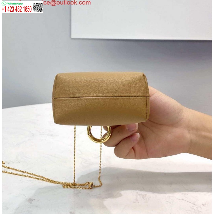 ρεπλίκα Fendi 7as051 Nano Fendi πρώτο γούρι σε δέρμα νάπα βερίκοκο