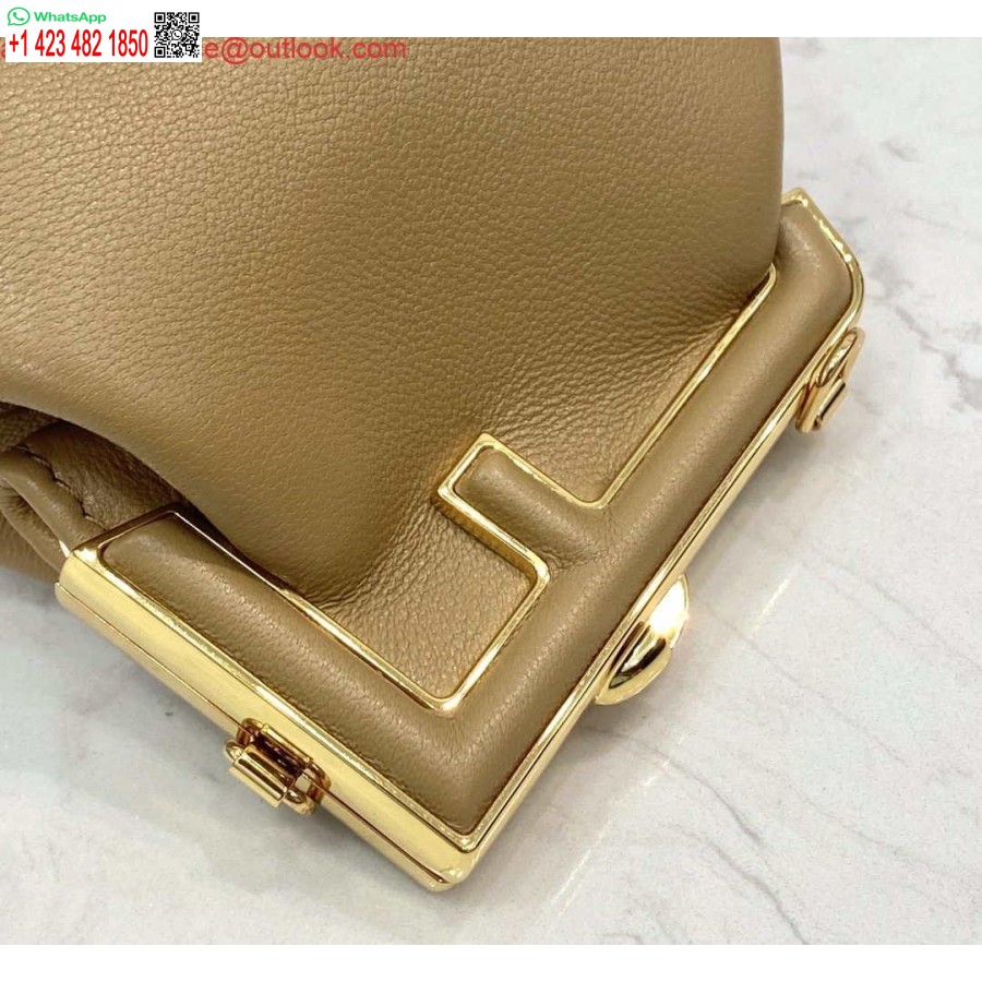 ρεπλίκα Fendi 7as051 Nano Fendi πρώτο γούρι σε δέρμα νάπα βερίκοκο