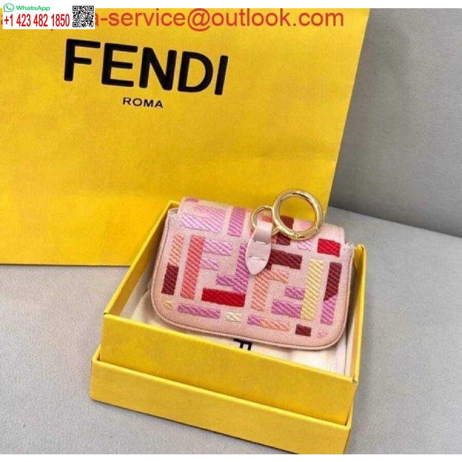 Replica Fendi 7ar844 Nano Patonki Charmia Vaaleanpunainen Canvas Charm