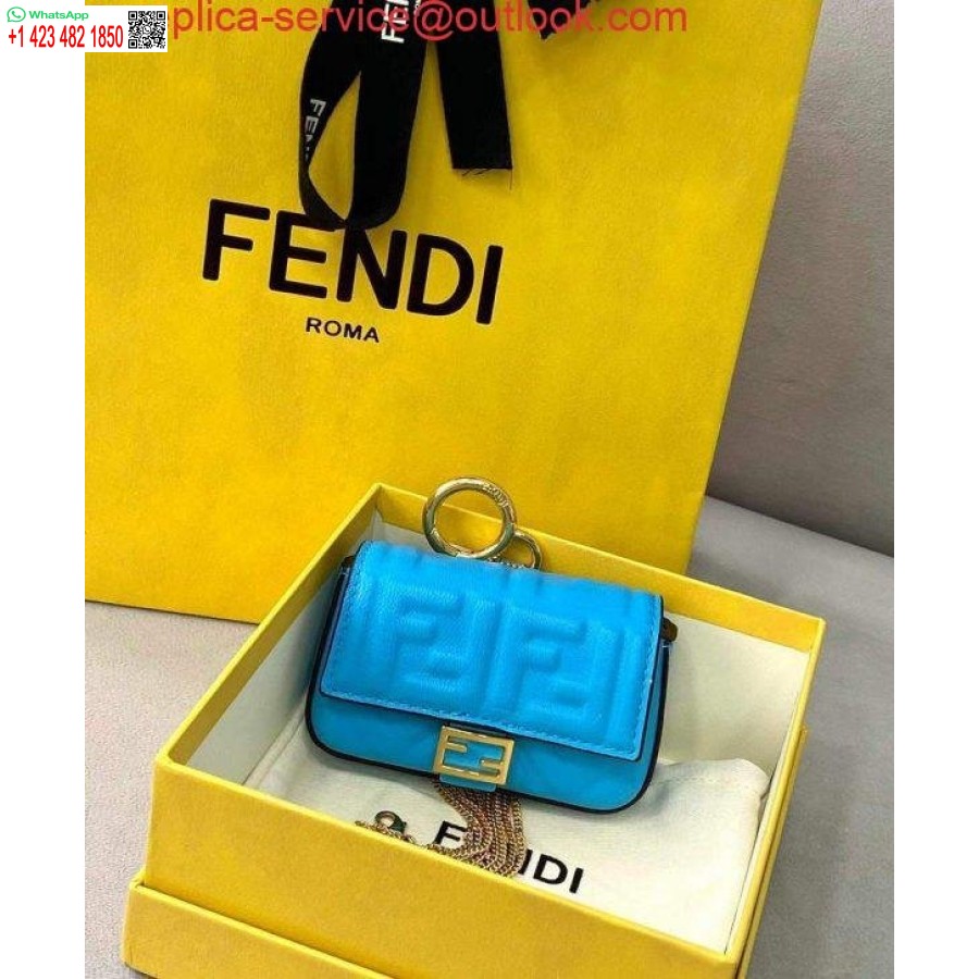 Replica Fendi 7ar844 Nano Patonki Charmia Sininen Nappanahka