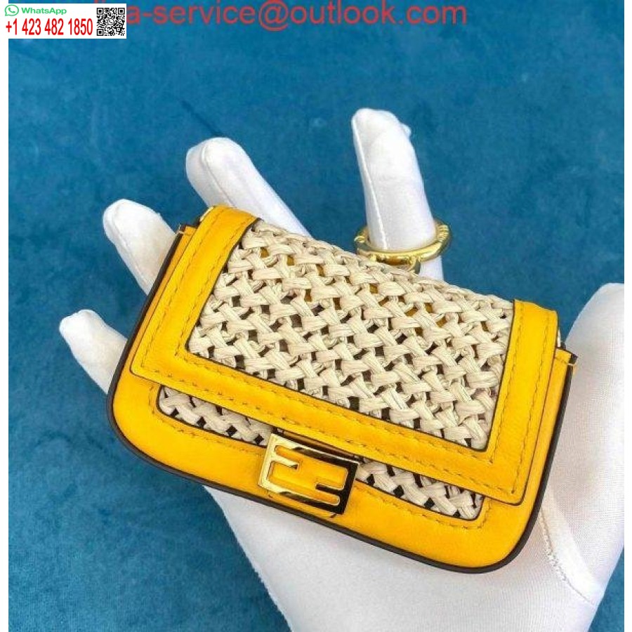 Replica Fendi 7ar844 Nano Patonki Charmi Beige Raffia Charm