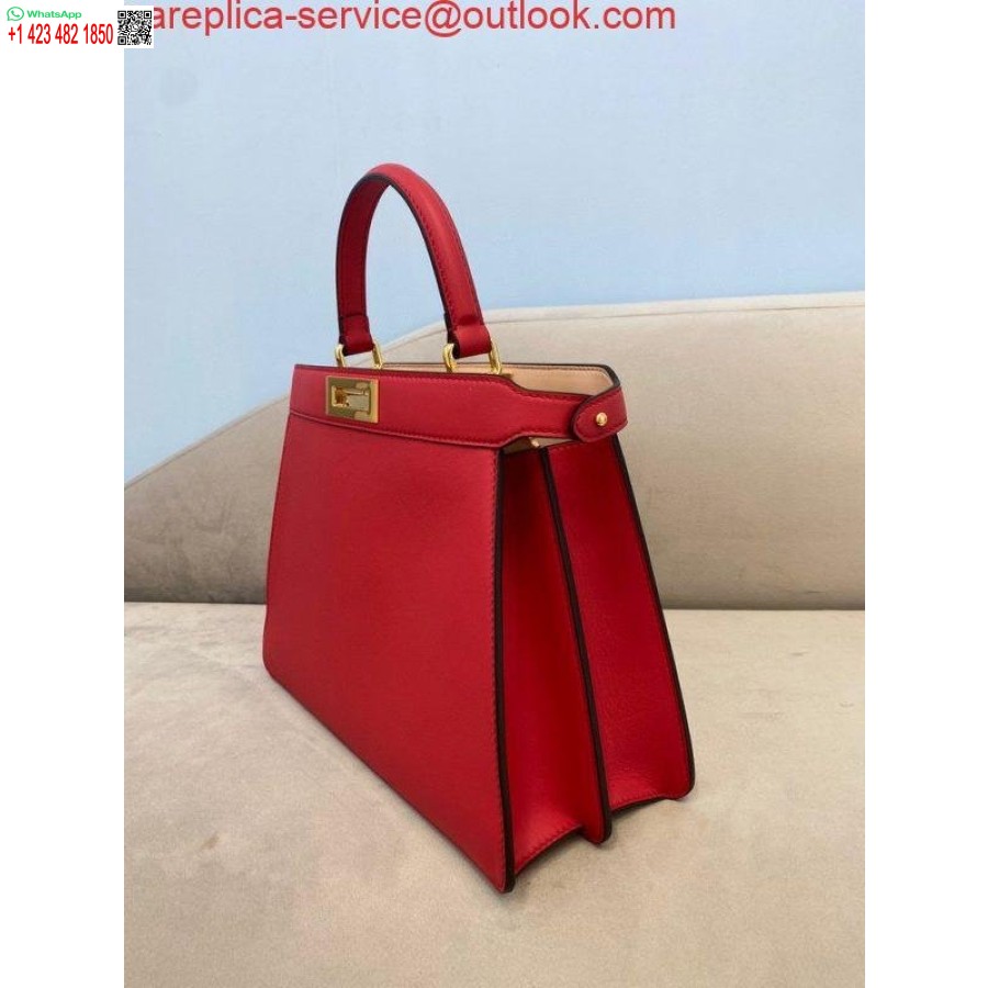 Replica Fendi 70193 Peekaboo Iseeu Keskipunainen Nahkalaukku