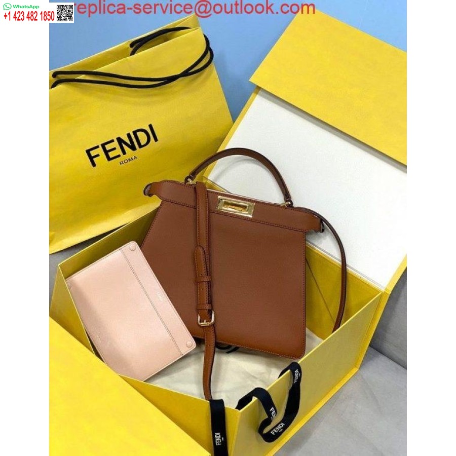 Replica Fendi 70193 Peekaboo Iseeu Keskiruskea Nahkalaukku