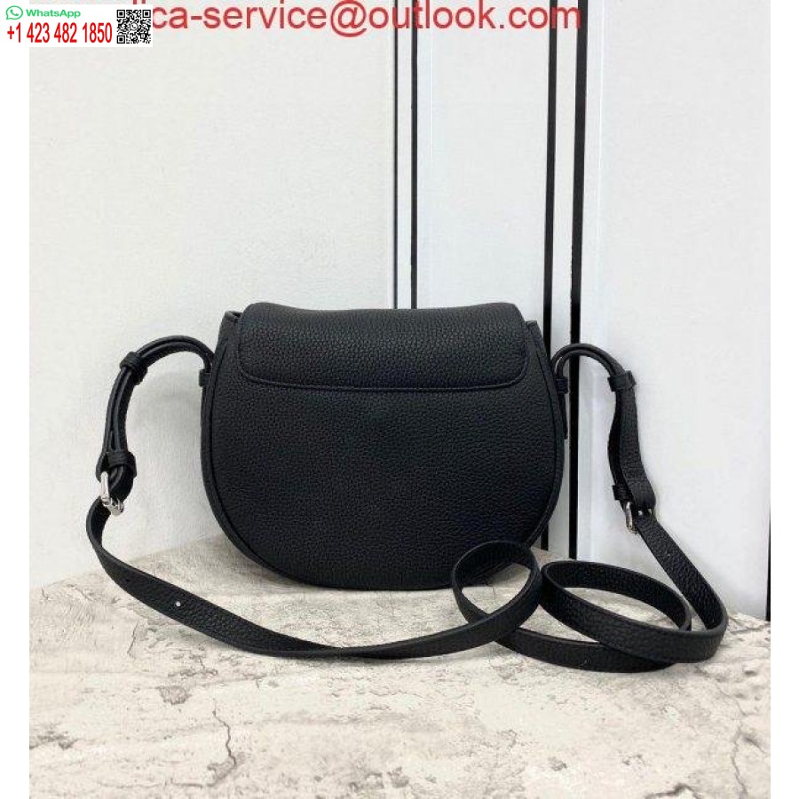 ρεπλίκα Fendi 655 δερμάτινη τσάντα ώμου σεληνόφωτος Fendi μαύρη