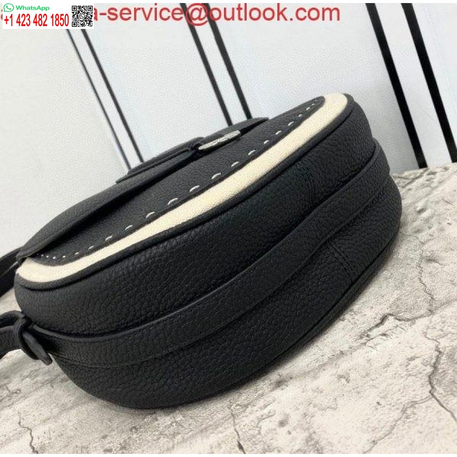 ρεπλίκα Fendi 655 δερμάτινη τσάντα ώμου σεληνόφωτος Fendi μαύρη