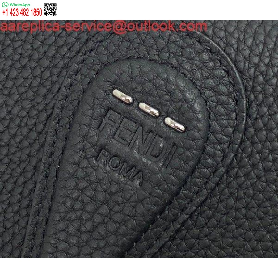 ρεπλίκα Fendi 655 δερμάτινη τσάντα ώμου σεληνόφωτος Fendi μαύρη