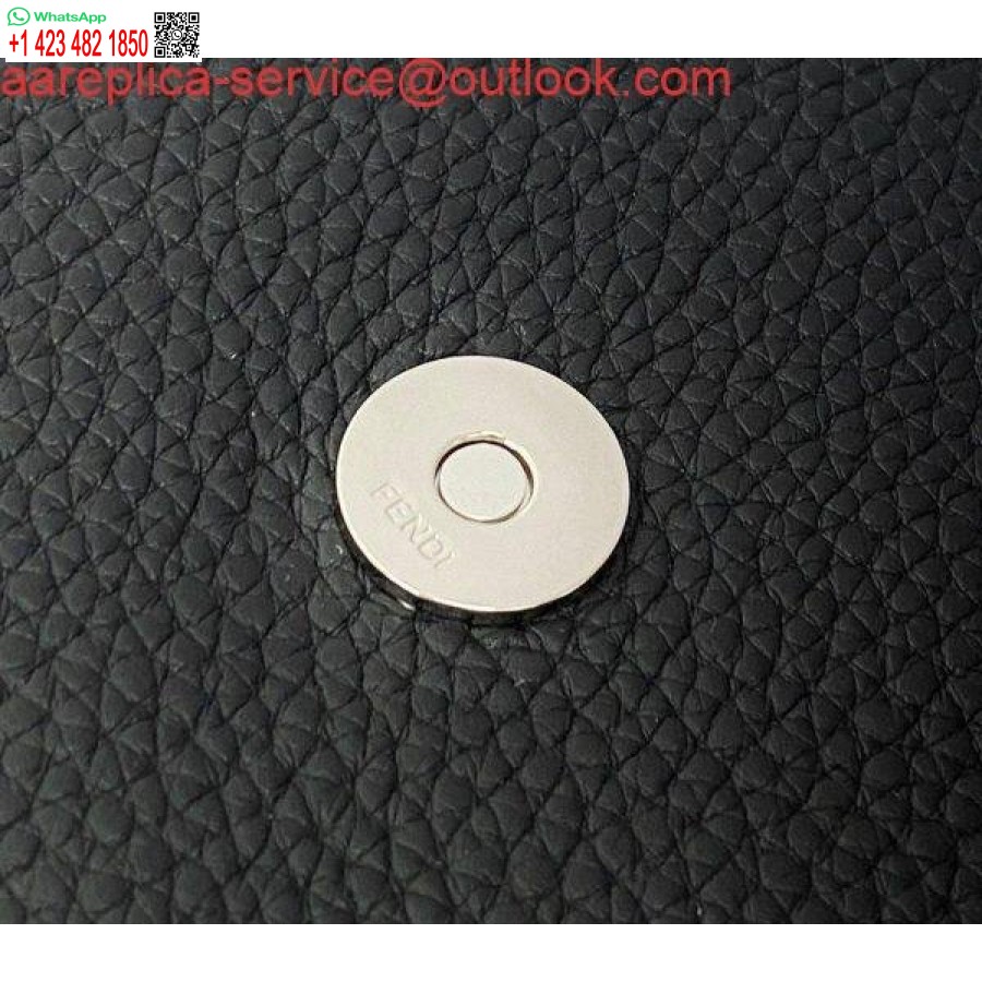 ρεπλίκα Fendi 655 δερμάτινη τσάντα ώμου σεληνόφωτος Fendi μαύρη