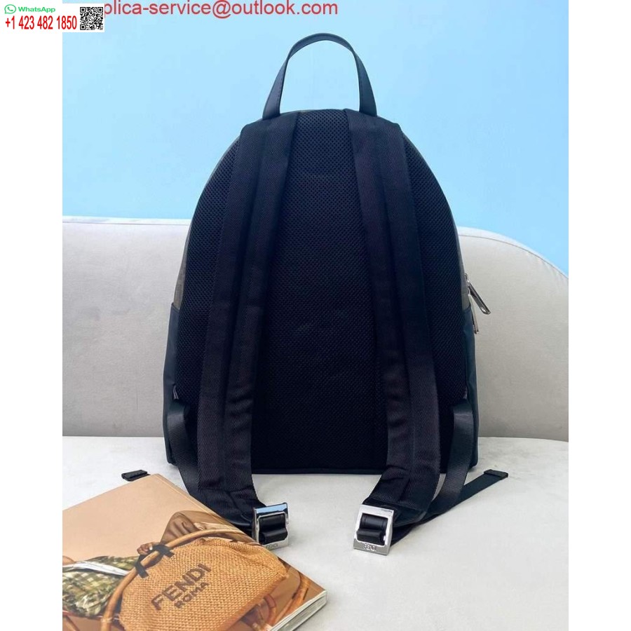 Replica Fendi 2381 Kuprinė Juoda Fendi Nailono Pečių Kuprinė 7vz042 Juoda