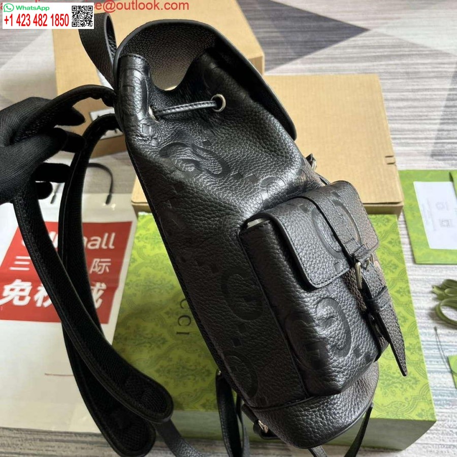 Replik Gucci 739503 Jumbo GG Kleiner Rucksack Schwarz