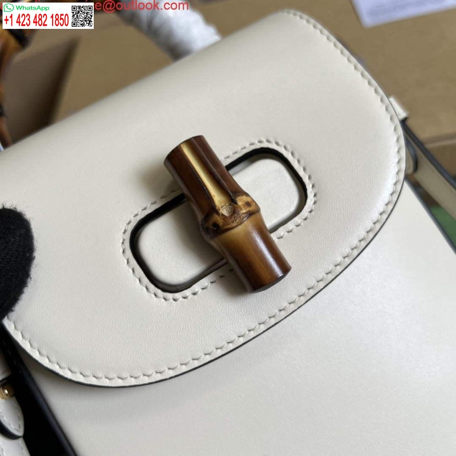 نسخة طبق الأصل غوتشي 702106 حقيبة يد صغيرة من الخيزران الأبيض