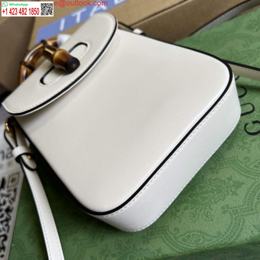 نسخة طبق الأصل غوتشي 702106 حقيبة يد صغيرة من الخيزران الأبيض